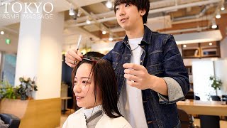 ASMR ヘアドネーションでばっさりカットしました💇‍♀️【ヘアカット・シャンプーマッサージ】 [upl. by Aerbma]