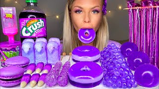 ASMR PURPLE FOOD JELLY DONUT PEEPS CANDY CORN POPPING BOBA ROCK CANDY GRAPE CRUSH MUKBANG 먹방 [upl. by Fishback]