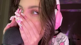 Beebee ASMR Nail Tapping Part 2 Compilation  Mouth Sounds Extra Long Nails Fluttering [upl. by Uhayile417]