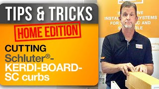 How to cut the Schluter®KERDIBOARDSC Shower Curb [upl. by Zirkle]