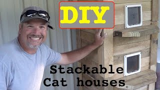 Amazing DIY Cat House STACKABLE INSULATED MADE WITH PALLET LUMBER [upl. by Akinaj]