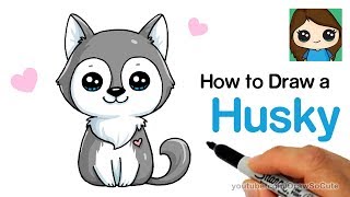 How to Draw a Husky Puppy Easy [upl. by Ahserkal]