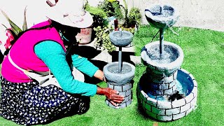 Como hacer fuente de Agua para Jardín  Diy cement water fountain outdoor [upl. by Leissam]