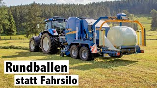 Rundballen statt Fahrsilo  Göweil Rundballenpresse  Familie Schöftner  I farm it my way [upl. by Aihtyc]