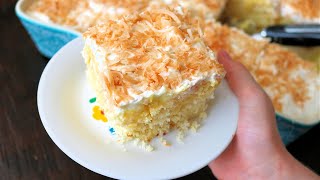 Easy Hawaiian Pineapple Coconut Poke Cake  Delicious Tropical Cake Recipe [upl. by Marline]