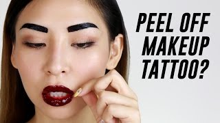 Peel Off Lip amp Eyebrow Tattoo Review  TINA TRIES IT [upl. by Cull149]