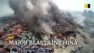 Major explosions at China industrial sites [upl. by Ardnu]