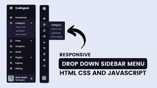 Responsive Dropdown Sidebar Menu using HTML CSS and JavaScript  Side Navigation Bar [upl. by Nedlog]