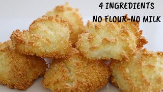 4 INGREDIENTS COCONUT COOKIES RECIPE  EASY HOMEMADE COOKIES [upl. by Stolzer883]