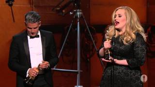 Adele Adkins and Paul Epworths quotSkyfallquot Wins Best Original Song  85th Oscars 2013 [upl. by Bannon]