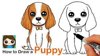 How to Draw a Cocker Spaniel Puppy Dog Easy [upl. by Levitt]