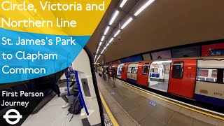 London Underground First Person Journey  St Jamess Park to Clapham Common via Victoria amp Stockwell [upl. by Cathryn]