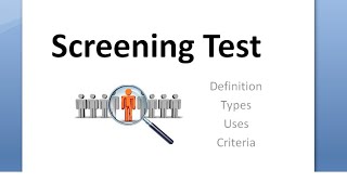 PSM 147 Screening Test Define Definition Uses Types ROC Curve Criteria Validity [upl. by Frannie]