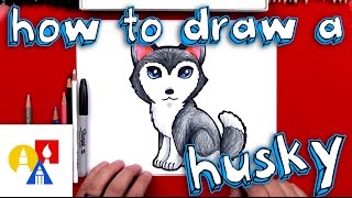 How To Draw A Cartoon Husky [upl. by Ariaes]