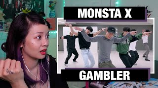 RETIRED DANCERS REACTIONREVIEW MONSTA X quotGamblerquot Dance Practice [upl. by Eugenle]