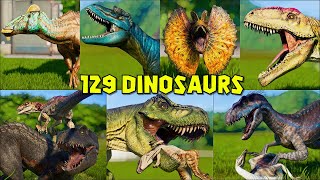 ALL 129 DINOSAURS ORIGINAL and MODDED  Episode 2  JURASSIC WORLD EVOLUTION [upl. by Charlton604]