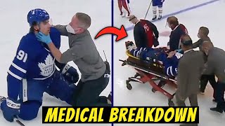 John Tavares Stretchered off After SCARY COLLISION in NHL Playoffs  Doctor Explains [upl. by Ahtennek]