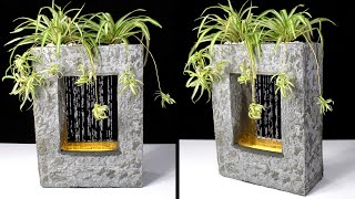 DIY Concrete RainFall Fountain Planter Pot ⛲ Cement Craft Ideas [upl. by Sallad]