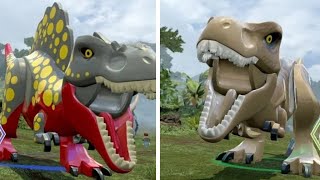 LEGO Jurassic World  TRex Unlock Location  Gameplay Skeleton amp Custom Dinosaur Showcase [upl. by Arammahs]