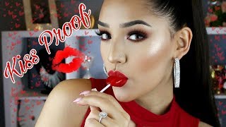 Kiss Proof Valentines Day Makeup  Red Lip [upl. by Lokin422]