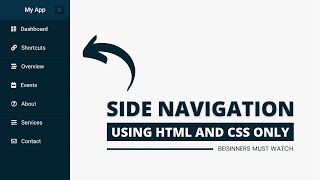 Create A Sidebar Menu using HTML amp CSS  Sidebar Menu in HTML amp CSS [upl. by Vookles]