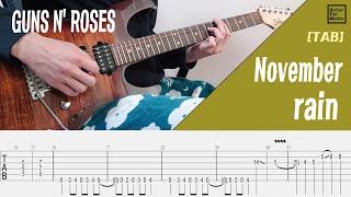 TAB Guns N Roses  November rain Guitar solo backing track [upl. by Olwen865]