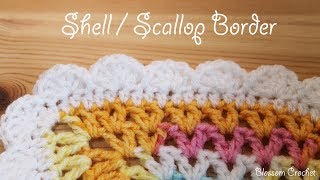 Easy crochet Shell  Scallop Border [upl. by Alig466]