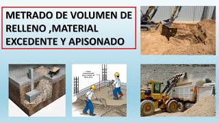 METRADO DE VOLUMEN RELLENO MATERIAL EXCEDENTE Y APISONADO [upl. by Harad]