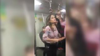 Girls create drama inside Delhi Metro Watch Video  Oneindia News [upl. by Nairdna697]