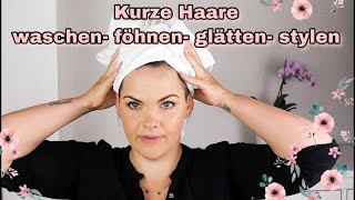 Kurze Haare Glatt Föhnen  Kurze Haare Stylen  Alltagsroutine [upl. by Sarad216]