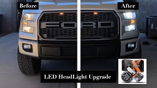 2016 Ford F150 LED HeadLight Bulb Conversion Before amp After [upl. by Paton692]