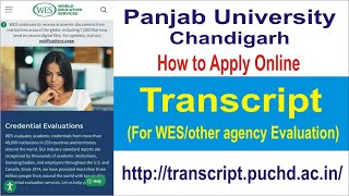 Panjab University Chandigarh Transcript Online form WES Evaluation Punjab University PUChd PU Chd [upl. by Phyllis]