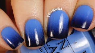 DIY Blue to Black Gradient Nail Art Design easy  KELLI MARISSA [upl. by Araccat]