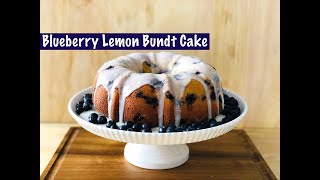 Blueberry Lemon Bundt Cake  Lemon Glaze [upl. by Tnaryb]