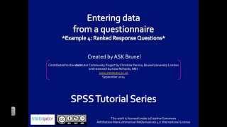 Questionnaire data in SPSS  Ranked response question [upl. by Nezah703]