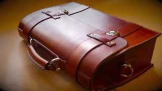 Handmade Leather Briefcase hand stitched vegetable tanned leather brass buckles [upl. by Crenshaw125]