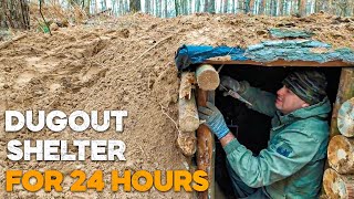 Building a Bushcraft Dugout Shelter in 24 hours dugout house [upl. by Segal]