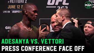 Israel Adesanya vs Marvin Vettori Face Off at crazy UFC 263 Press Conference [upl. by Anav]