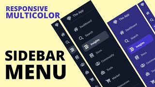 Responsive Multicolor Sidebar Menu HTML  CSS  Pure JS [upl. by Bartley277]