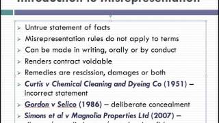 Misrepresentation Lecture 1 of 4 [upl. by Ramu57]