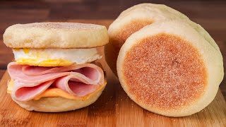 How to Make English Muffins  Perfect Homemade McMuffins  Recipe [upl. by Ecnarretal]