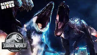 TRex vs Indominus Rex  Final Battle  Jurassic World 2015  Screen Bites [upl. by Mairim970]