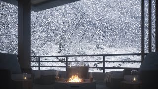 Balcony in quiet winter mountains  Birdsong  Fireplace [upl. by Ativak]