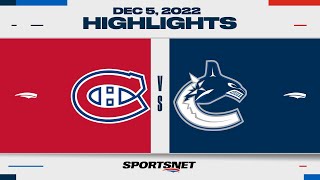 NHL Highlights  Canadiens vs Canucks  December 5 2022 [upl. by Elehcim46]