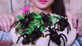 ASMR eating SPIDER challenge EXOTIC FOOD eating sound LINH ASMR [upl. by Natye690]