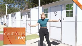 LAs First Tiny Home Village to House Homeless  California Live  NBCLA [upl. by Polard]