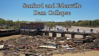 Sanford and Wixom Flood 2020  Drone  Dam Collapse [upl. by Neerod]