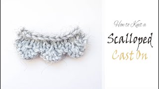 How to Knit a FAN SCALLOP CASTON  Simple Knitting Pattern  Pretty Scalloped Edging [upl. by Scuram979]