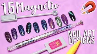 15 Magnetic Nail Art Designs [upl. by Brebner]