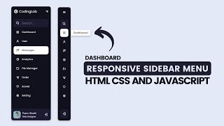 Responsive Side Navigation Bar in HTML CSS And JavaScript  Dashboard Sidebar Menu [upl. by Wakefield]